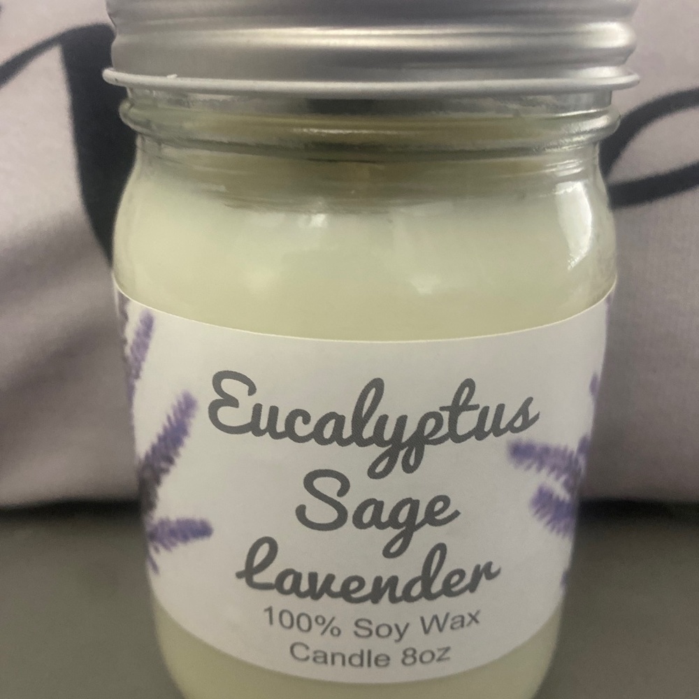 Eucalyptus + Lavender+ Sage | 8 oz Soy Wax Candle|1wick